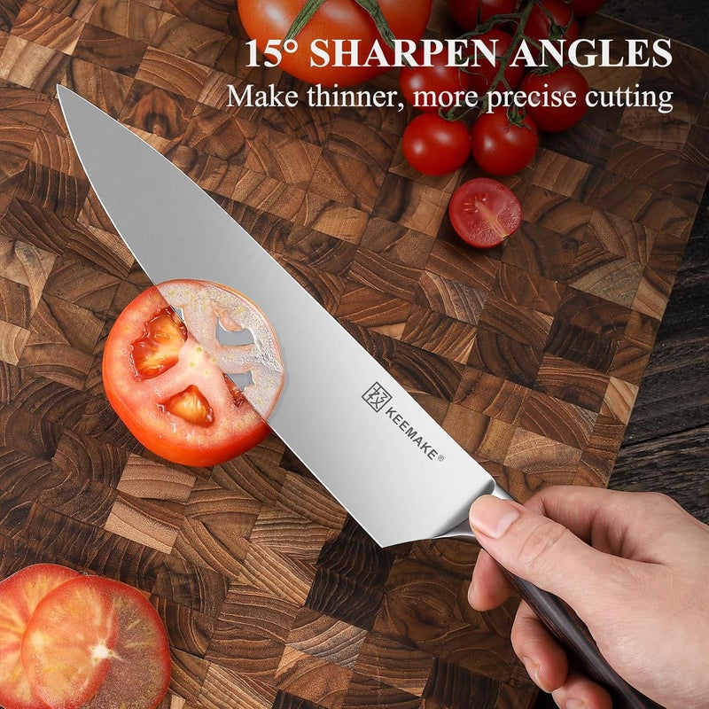 KEEMAKE Chef Knife 8 inch - Sharp Kitchen Knife High Carbon Stainless Steel Blade, Gyuto Knife Ergonomic Wood Handle, Professional Chef’s Knife for Home Kitchen and restaurant - Image 4